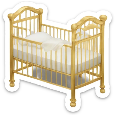 Gold baby crib with white mattress sticker