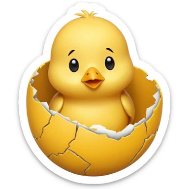 cartoon chick sitting inside a eggshell sticker
