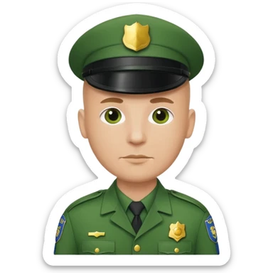 green uniform police bald no cap  sticker