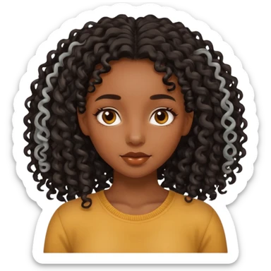 Black girl with long curly hair sticker