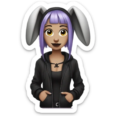 A goth girl with bunny ears sticker