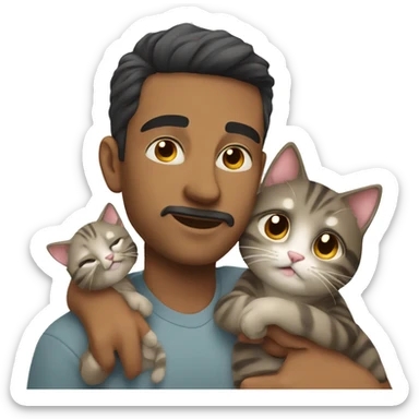 Man with babe cat in your arms  sticker