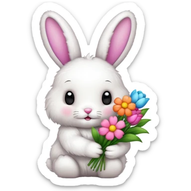 bunny with flowers  sticker