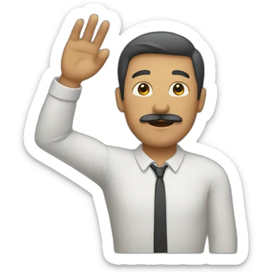 man with mustache and only his right arm and flat hand in the air sticker