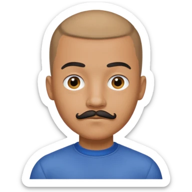 buzz cut boy with  black moustache sticker