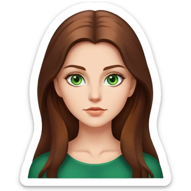 Beautiful woman with long brown hair and green eyes and a strong chin sticker