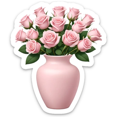 Light pink ceramic vase with a dozen soft roses sticker