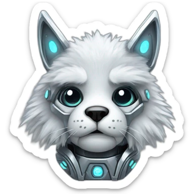 Cyber futuristic silver furry robot  sticker