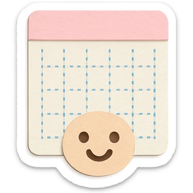 soft pastel gentle habit tracker grid with delicate dotted lines with a smiling face sticker
