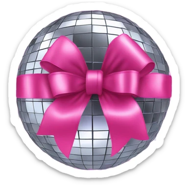 disco ball with a pink wbow sticker