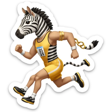 a zebra picking running a marathon with gold medal sticker