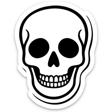 Human skull, sketchy style, front facing sticker