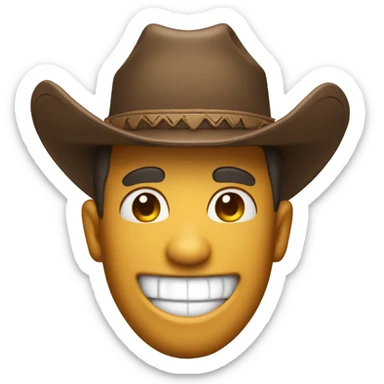 classic laughing face mixed with cowboy hat sticker
