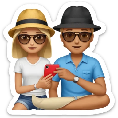 A dude touching a girl's thigh sticker