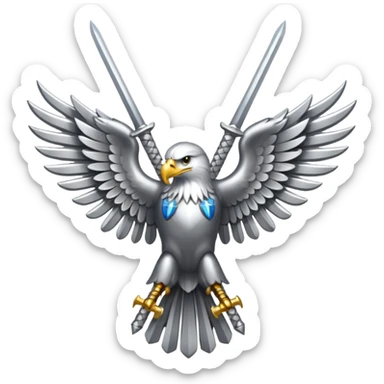 Silver eagle with crossed sabers sticker
