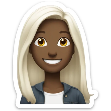 Girl in 18 white tall hair smiling excited  sticker