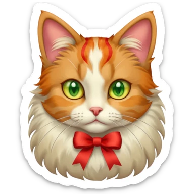 Dilute calico cat with ribbon sticker