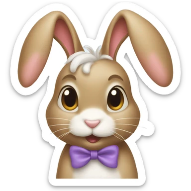 Bunny ￼with a bow sticker