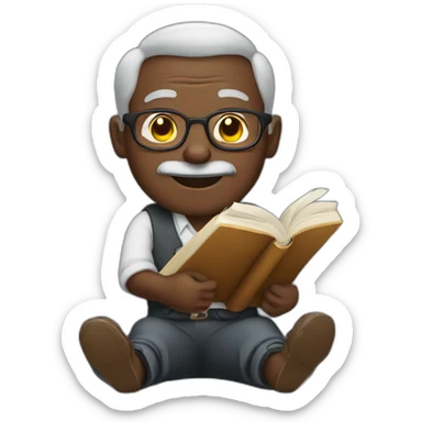 an old black grandpa holding a book between his legs sticker