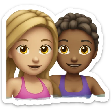 two girls at the swimming pool sticker