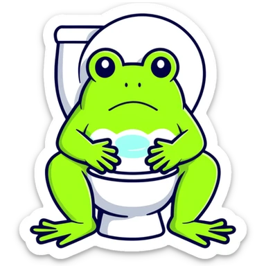 frog on toilet with frustrated face  sticker