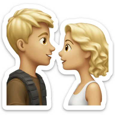 Blonde Girl and boy kissing sticker