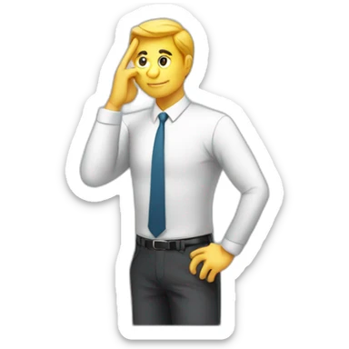 businessman is thinking with his finger on head sticker