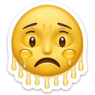 embarrased yellow emoji sqeezing eyes shut with sweat coming down the face hidding sticker