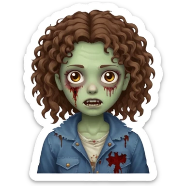 zombie girl with curly hair n brown eyes sticker