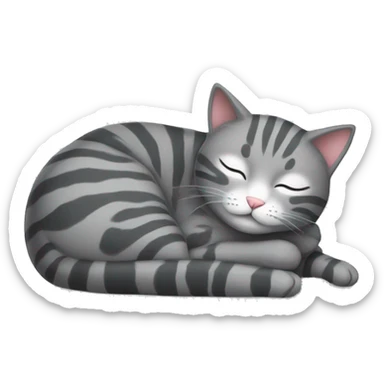 A striped grey cat sleeping sticker