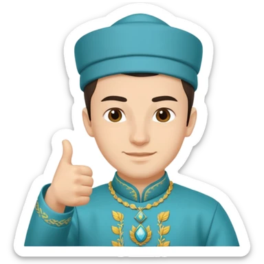 tatar young man with national outfit thumbs up sticker