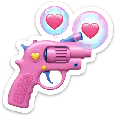 a bubble gun that shoots out hearts emoji sticker