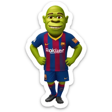 shrek being a barcelona soccer fan  sticker