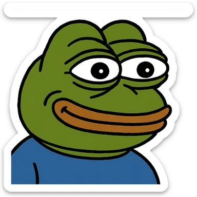 Pepe the Frog with a happy expression, meme style sticker