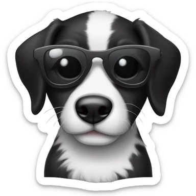 Black and white Puppy with sunglasses sticker