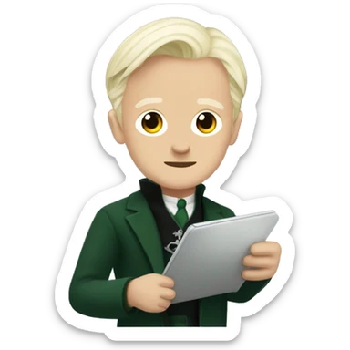 Draco malfoy holding a tablet sticker