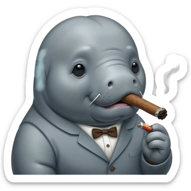 Manatee smoking a cigar sticker