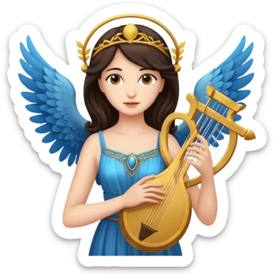 Muse of inspiration with wings and a lyre in her hand sticker