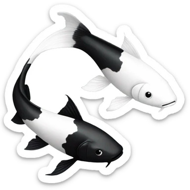 black koi fish and white koi fish circulating each other sticker