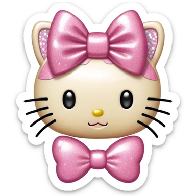 Glitter bow hello kitty sticker