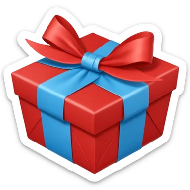 Cadeau rouge et bleu et avec dessus un étiquettes avec marqué en texte  : cadeau à la clé sticker