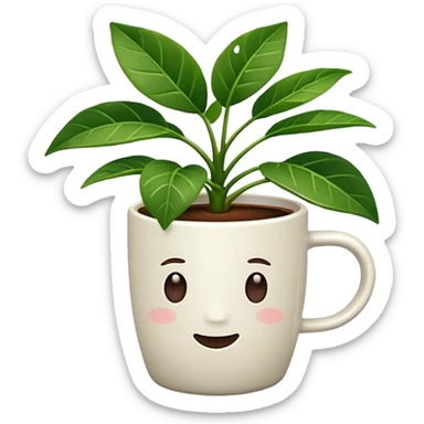coffee cup houseplant sticker