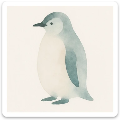 penguin in watercolor art style sticker