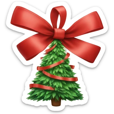 Red christmas bow christmas tree sticker