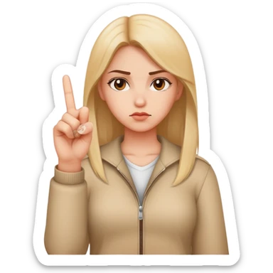 a girl doing the middle finger while being serious sticker