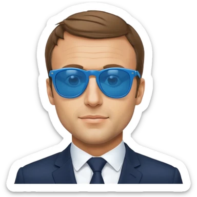 Emmanuel macron with blue sunglassesEmmanuel macron with blue sunglasses sticker