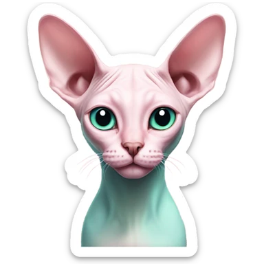 Pink sphinx cat with one eye blue and one eye green sticker