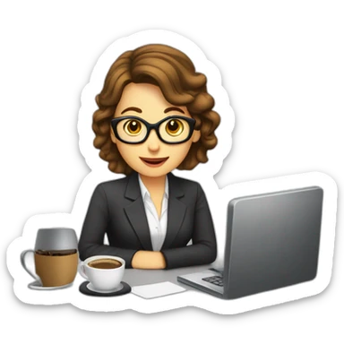 Secretaria computador e tomando cafe sticker