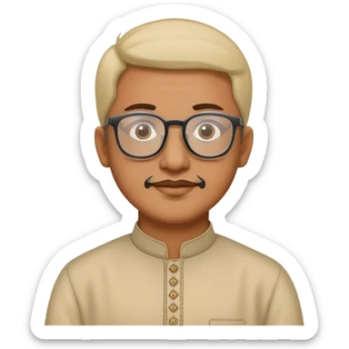 man with wheatish skin tone, wearing kurta with rectangle glasses sticker