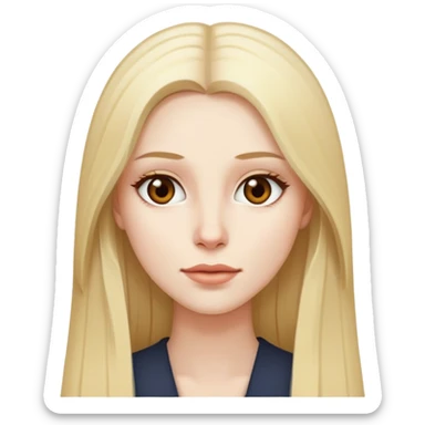 woman with pale skin, long straight blonde hair, brown eyes sticker